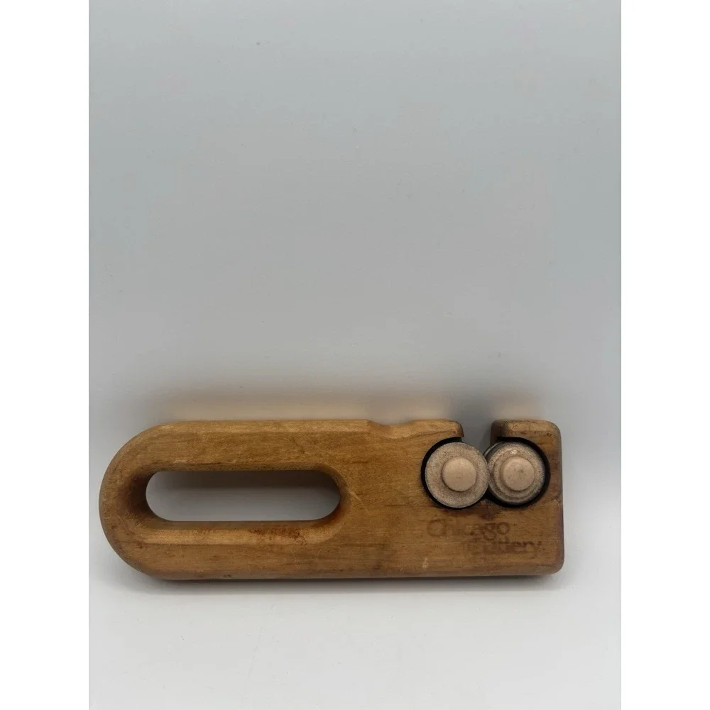 Rare Vintage Chicago Cutlery Wooden‎ Handheld Knife Sharpener